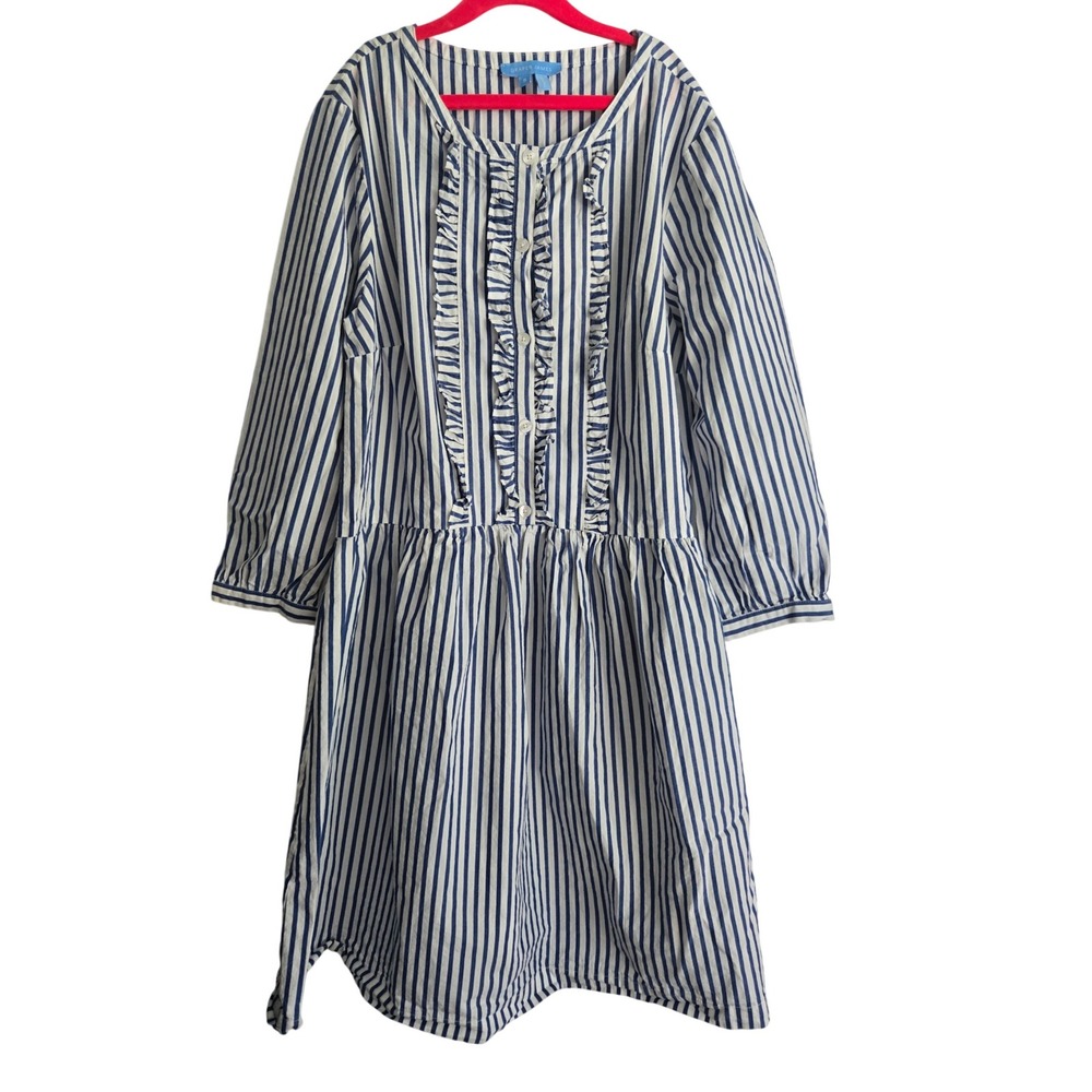 Draper James‎ Womens Striped Ruffle Dress Blue White Size S